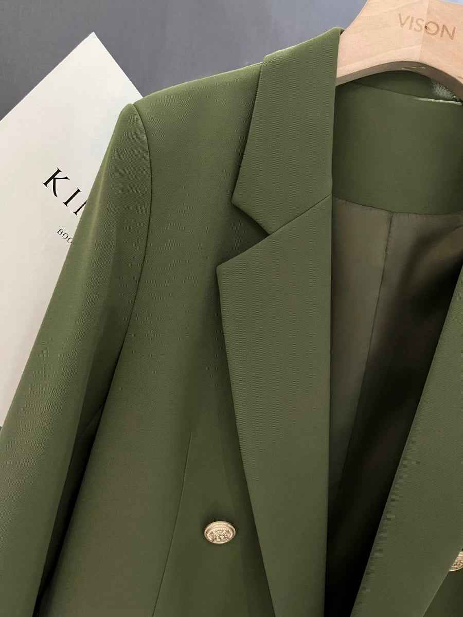 Seaweed Green Street Small Suit Jacket Women's 2024 New Hot Style Autumn Retro Lazy Hong Kong Style Suit Top