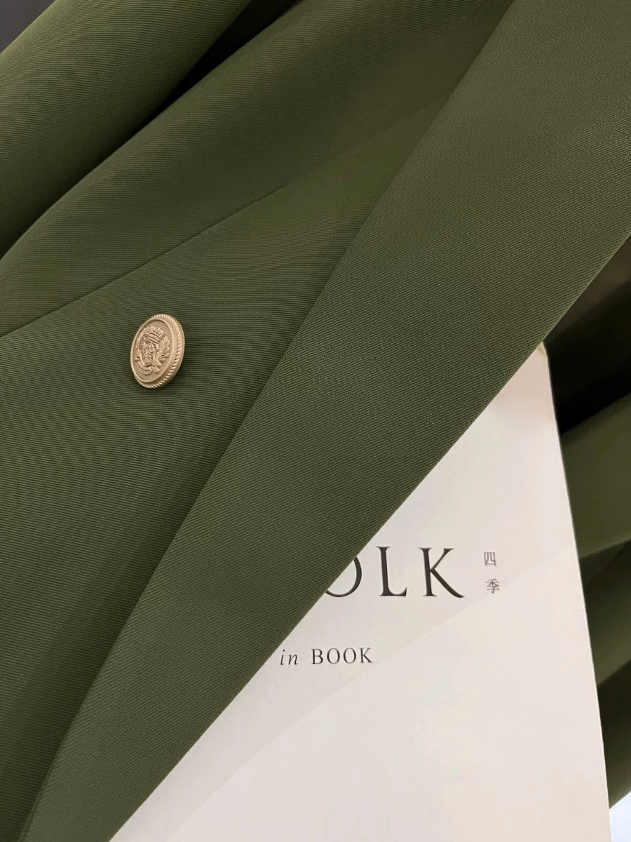 Seaweed Green Street Small Suit Jacket Women's 2024 New Hot Style Autumn Retro Lazy Hong Kong Style Suit Top