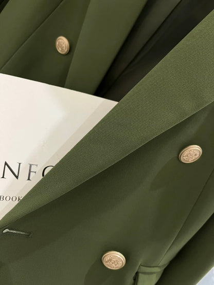 Seaweed Green Street Small Suit Jacket Women's 2024 New Hot Style Autumn Retro Lazy Hong Kong Style Suit Top