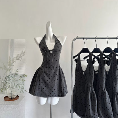 Youni homemade summer new arrival new style waist gray halter dress