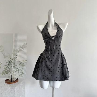 Youni homemade summer new arrival new style waist gray halter dress