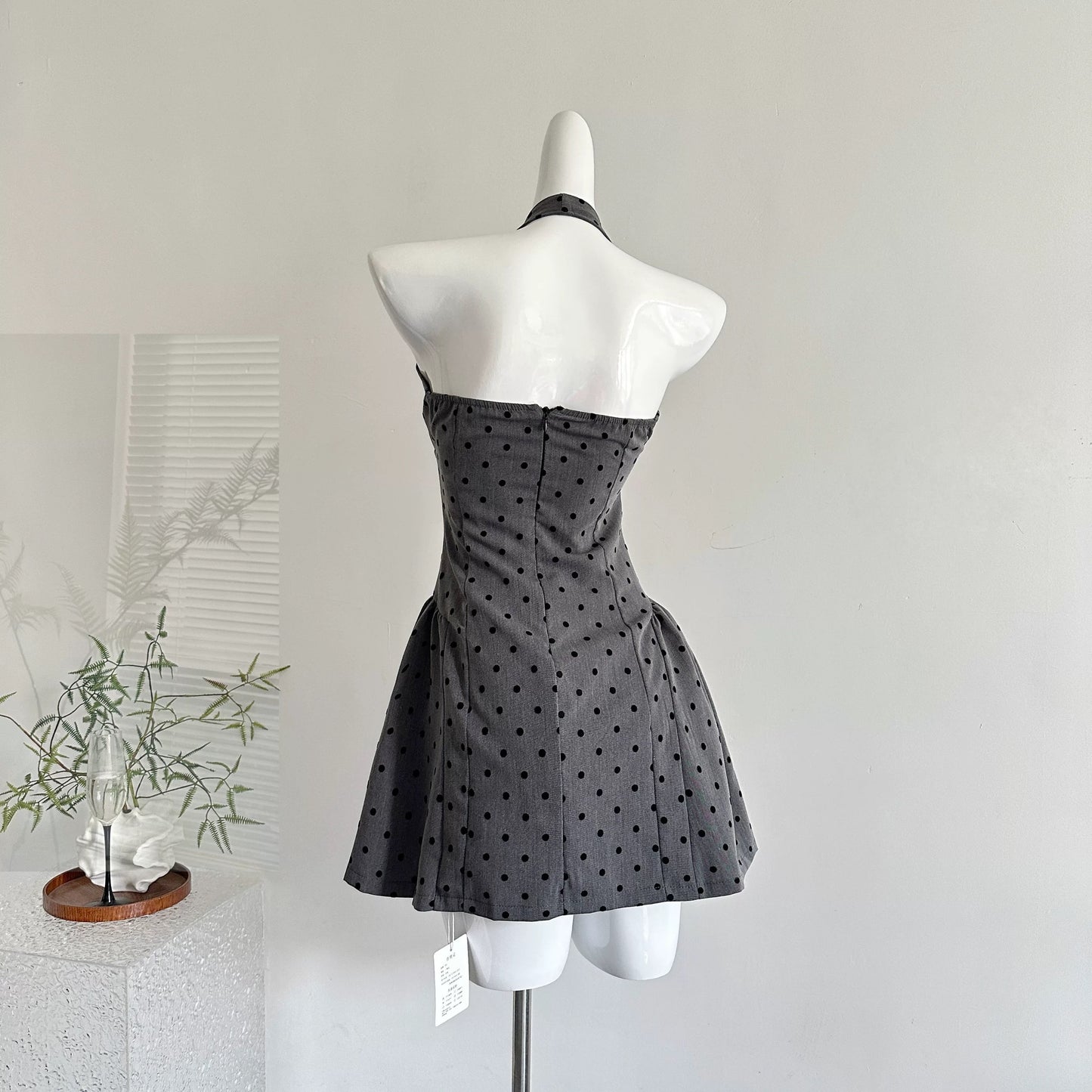 Youni homemade summer new arrival new style waist gray halter dress