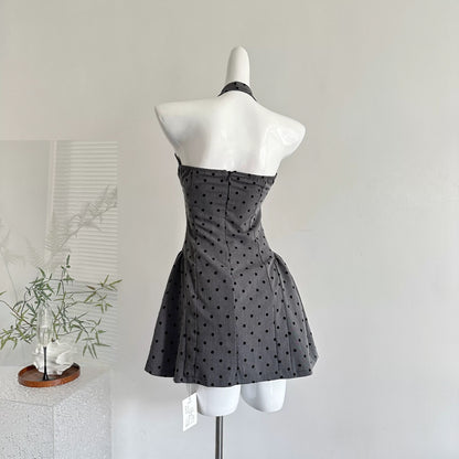 Youni homemade summer new arrival new style waist gray halter dress