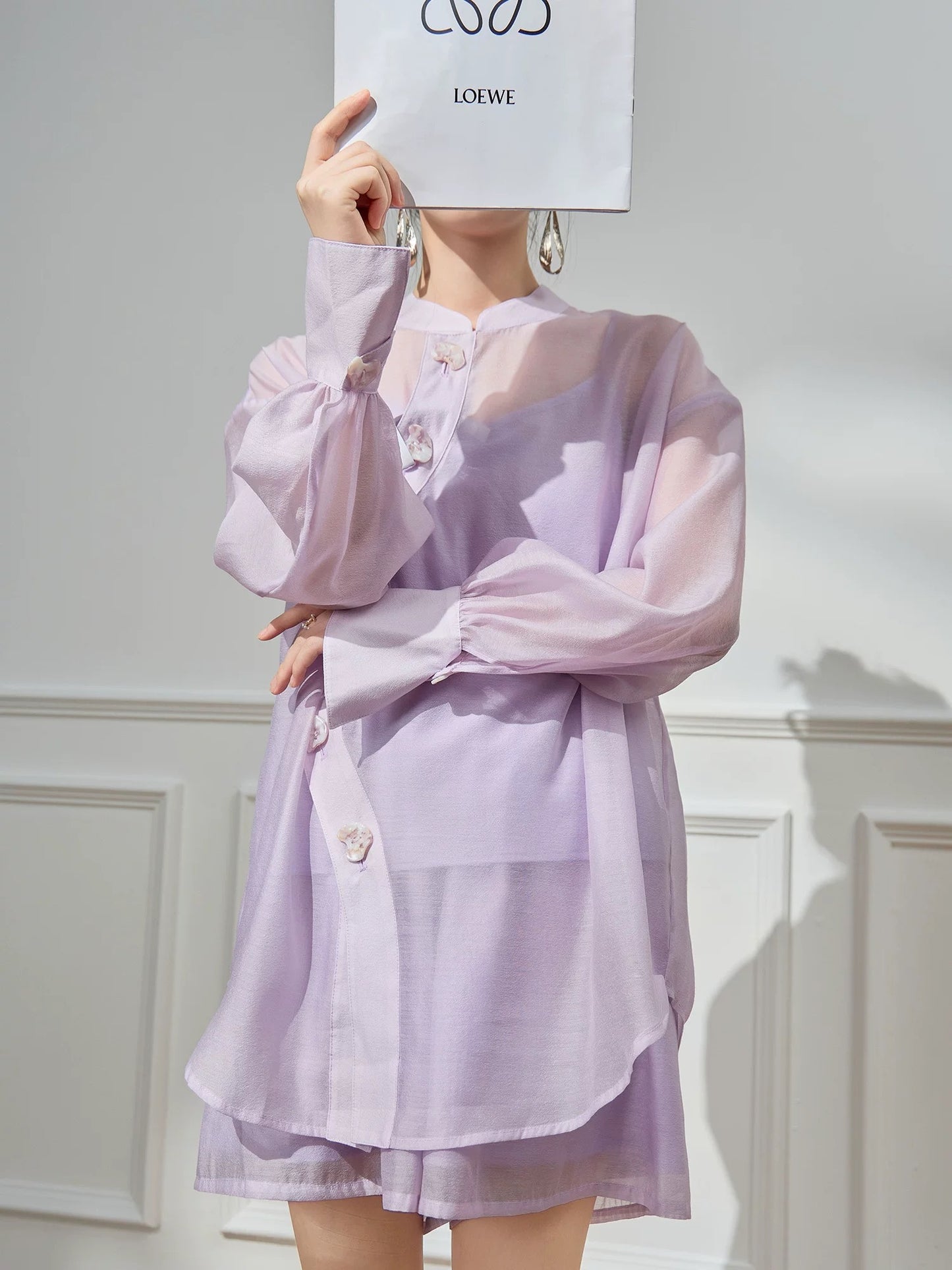 Plum Jan/Xiaoxiangfeng casual pink shirt two-piece suit pants for women 2024 summer new temperament lady
