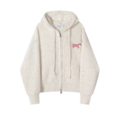 XinmonLee temperament casual soft Korean sweet age-reducing hooded knitted jacket autumn and winter lazy style sweater
