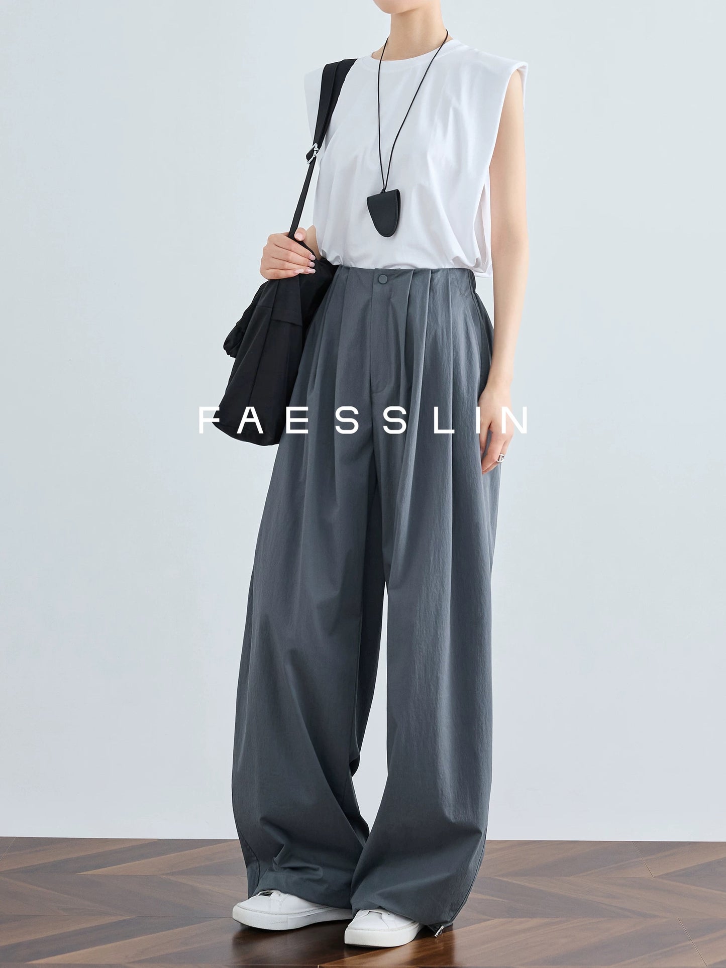 FAESSLIN [Air Feeling] Gray Loose Wide Leg Pants Women's Summer Thin Extended Overalls Sunscreen Floor Mopping Pants