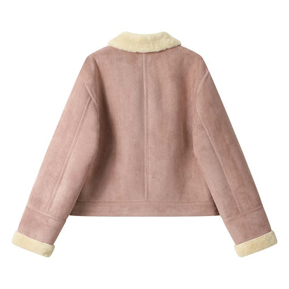 XinmonLee design sense fur one-piece short lamb wool coat thickened plus velvet women's winter loose top