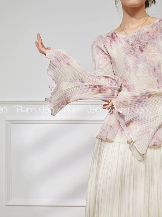 Plum Jan/bell sleeve shirt women's summer new small fresh long-sleeved top slim French beautiful shirt