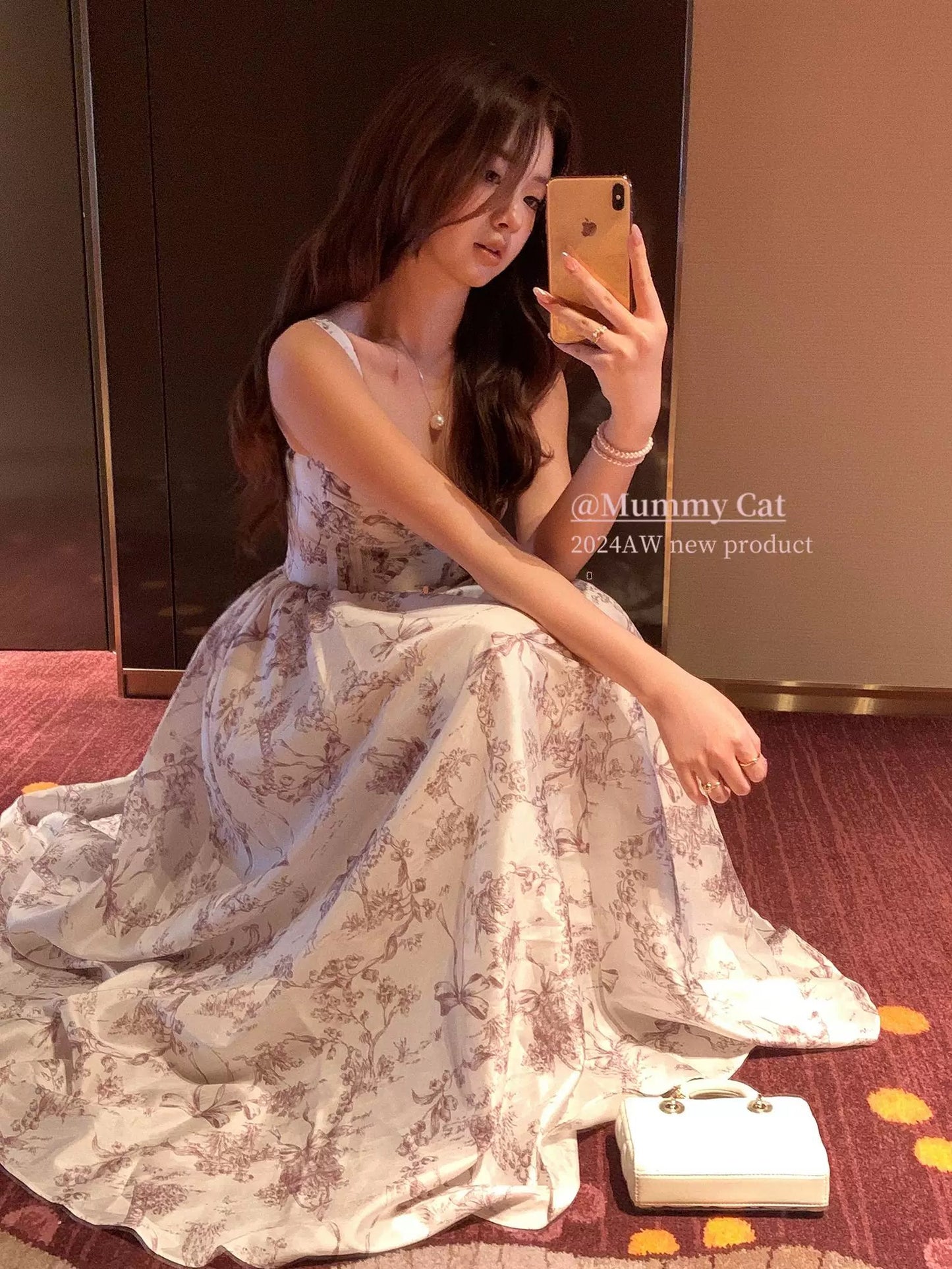 MummyCat laying eggs [Time Traveler] Medieval porcelain print romantic dress long dress