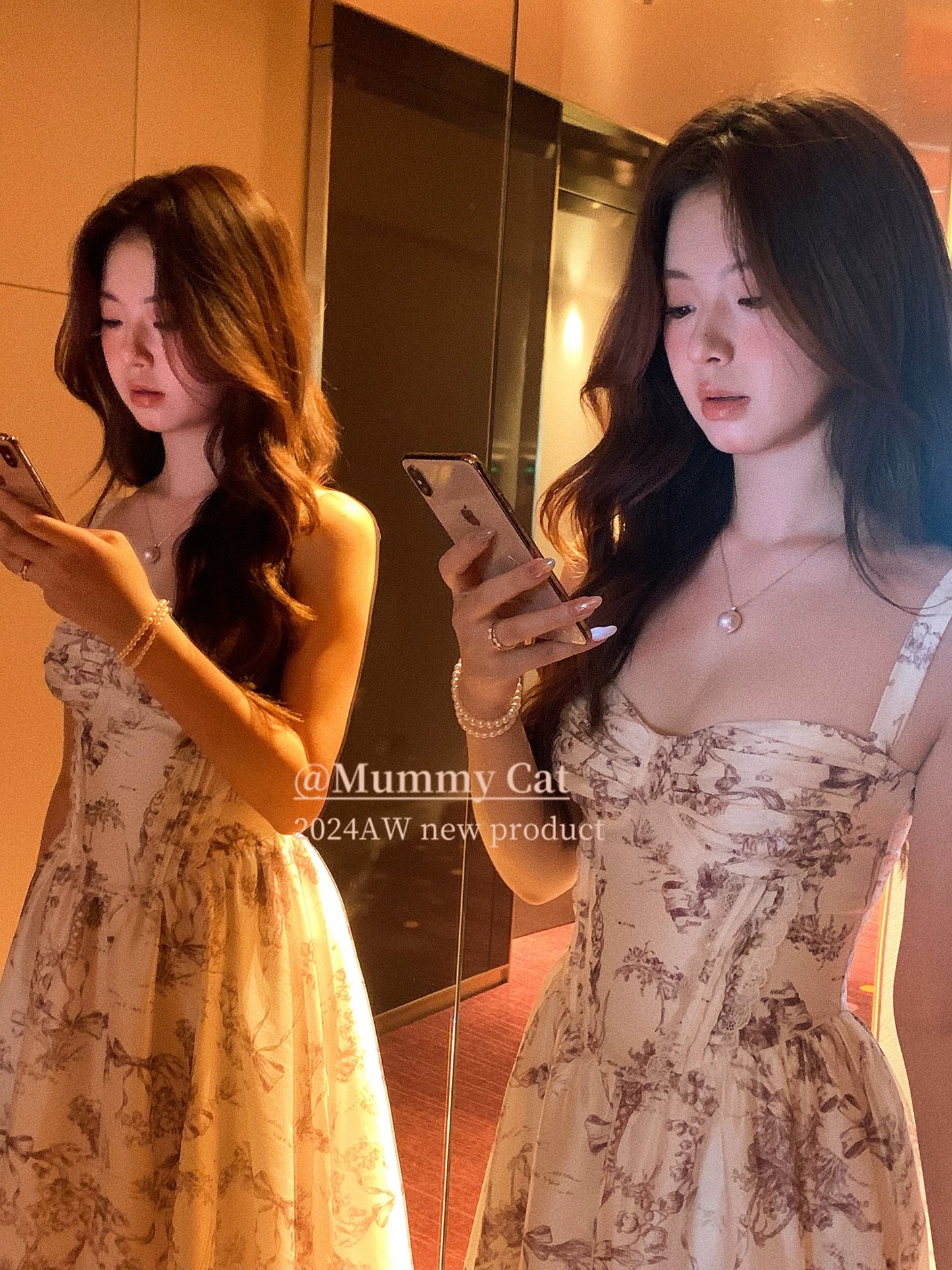 MummyCat laying eggs [Time Traveler] Medieval porcelain print romantic dress long dress