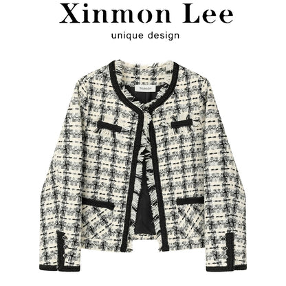XinmonLee Korean French temperament lady tassel small fragrance style short jacket autumn and winter high-end casual jacket