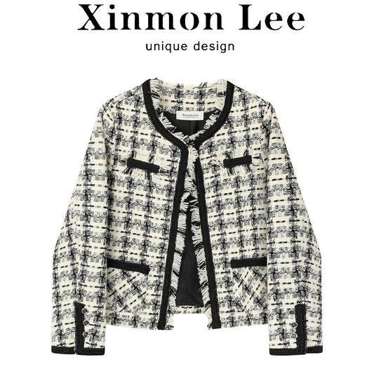 XinmonLee Korean French temperament lady tassel small fragrance style short jacket autumn and winter high-end casual jacket