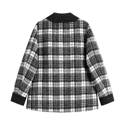 XinmonLee retro Korean style all-match plaid jacket women's winter thickened design unique top