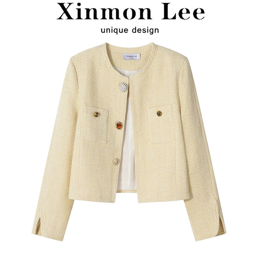 XinmonLee fashionable high-end lady temperament short small fragrance style jacket autumn and winter unique super good-looking jacket