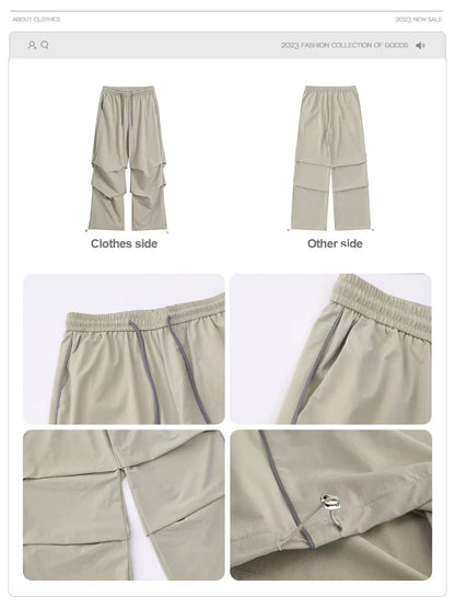 ICH MODE American paratrooper overalls women's spring and autumn high street loose casual straight wide-leg casual pants