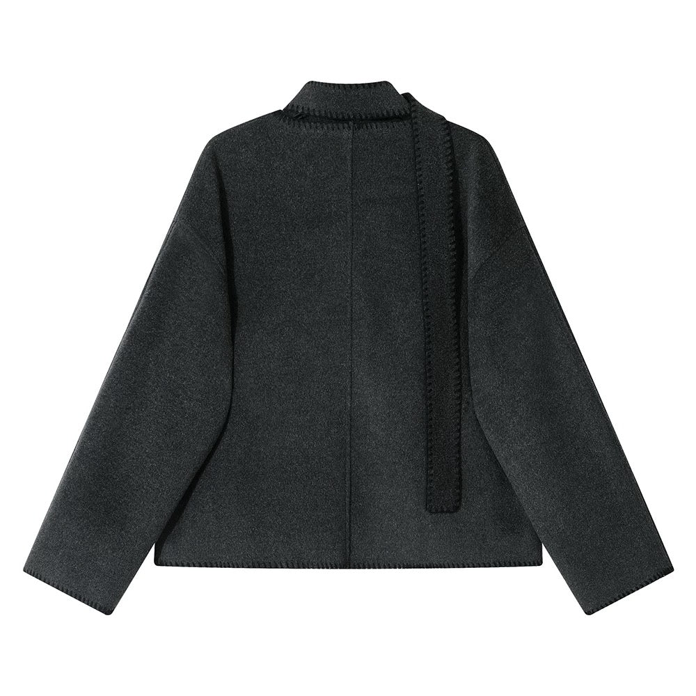 XinmonLee Korean short style Western style autumn and winter chic small fragrance style short double-sided woolen coat temperament slim