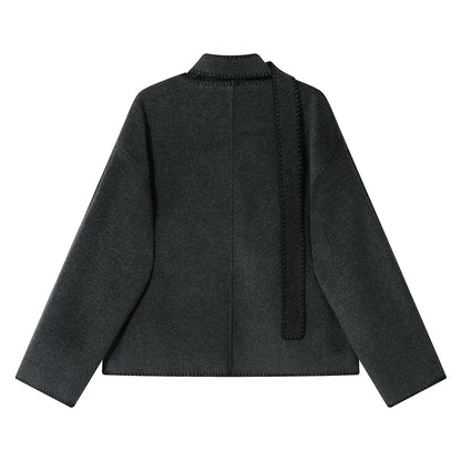 XinmonLee Korean short style Western style autumn and winter chic small fragrance style short double-sided woolen coat temperament slim