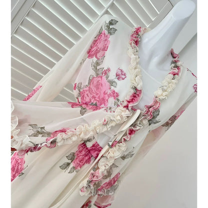 Miyou homemade spring comic French heavy wood ear edge holiday style loose top A-line skirt suit spring
