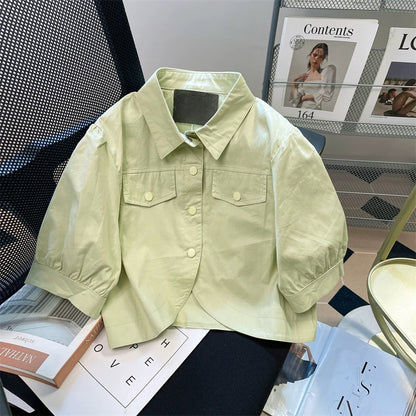 2024 New Fashionable Irregular Workwear Short Shirt for Men and Women, Summer Niche Casual Short-Sleeved Top/Jacket