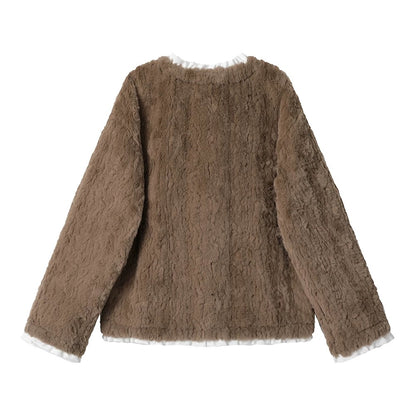 XinmonLee French lady temperament small fragrance style short jacket winter ladies thick loose versatile tops