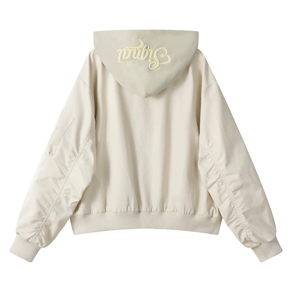 XinmonLee retro loose jacket hooded windbreaker women's autumn and winter new design fake two-piece coat top