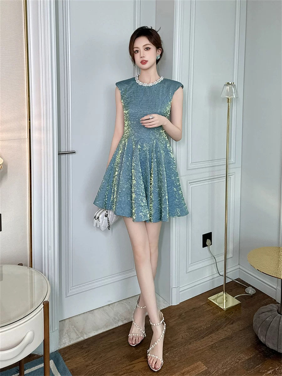 2024 new summer style light luxury and high-end sense of temperament socialite small fragrant style sleeveless dress women's waist slimming skirt