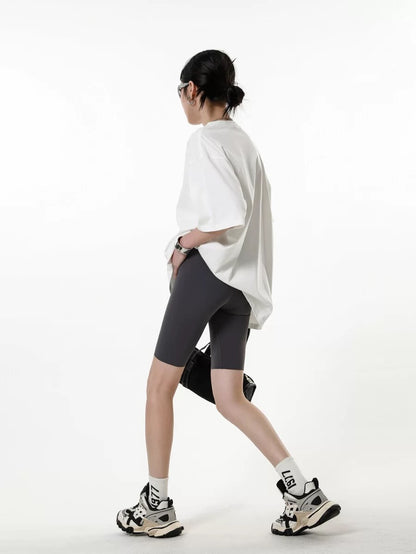 ICH MODE American retro heavyweight white short-sleeved T-shirt for women summer new loose and versatile half-sleeved top