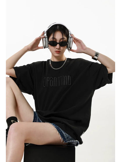 ICH MODE American retro heavyweight white short-sleeved T-shirt for women summer new loose and versatile half-sleeved top