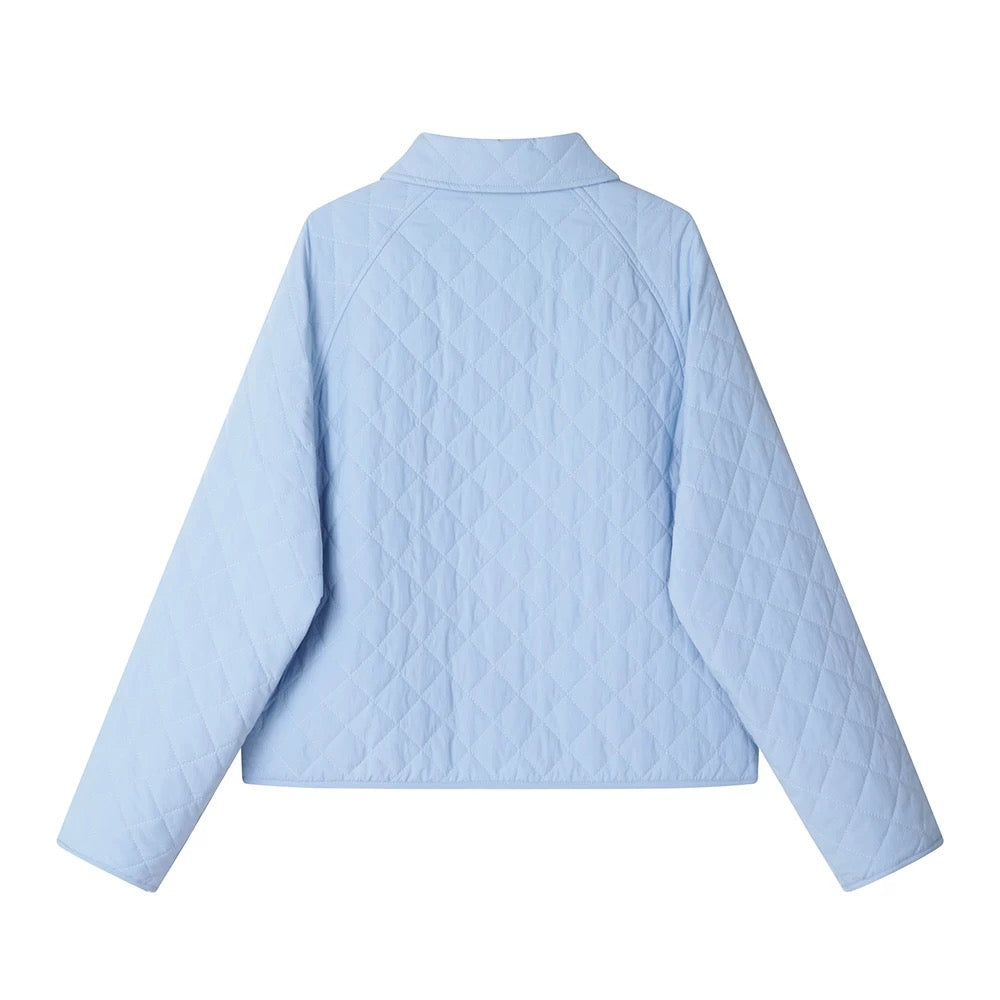 XinmonLee Korean style age-reducing temperament sweet diamond-shaped small fragrance style cotton coat autumn and winter short jacket top