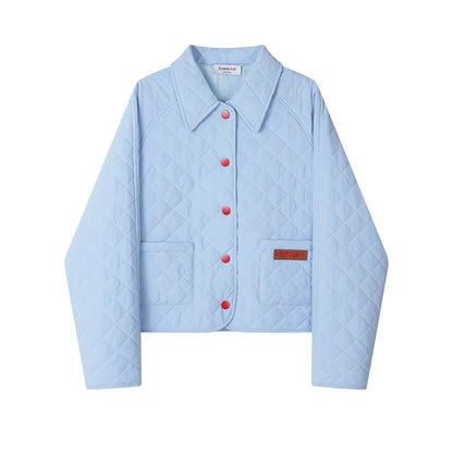 XinmonLee Korean style age-reducing temperament sweet diamond-shaped small fragrance style cotton coat autumn and winter short jacket top