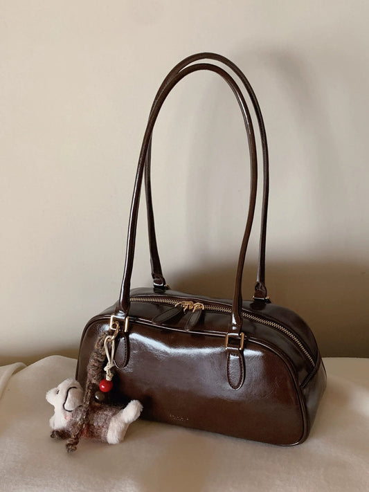 Chio2nd Romantic Encounter Pillow Bag for Women, Autumn/Winter Retro Boston Shoulder Bag/Underarm Bag, Baguette Bag