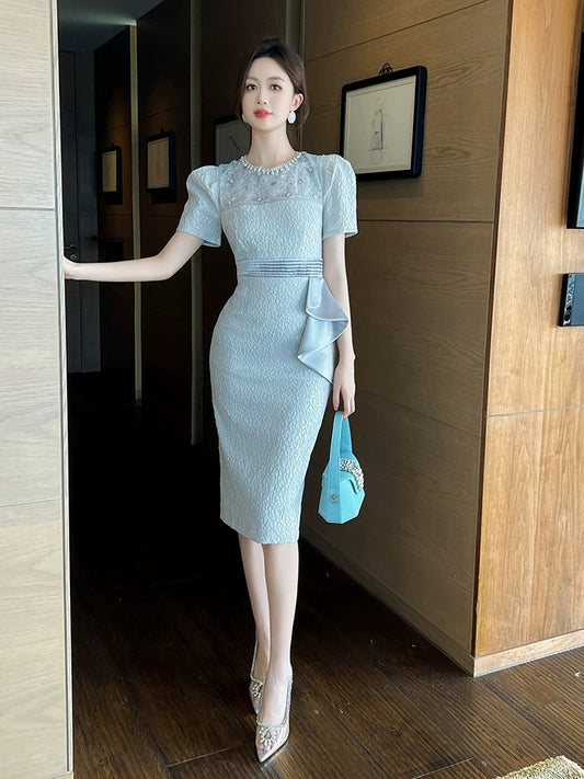 Xiaoxiangfeng dress women's summer 2024 new model slim waist high-end design niche temperament long skirt