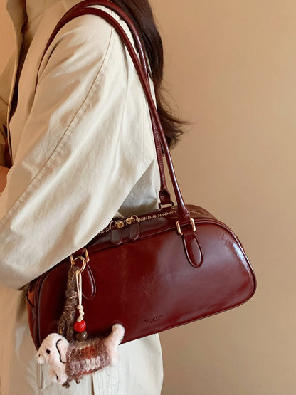 Chio2nd Romantic Encounter Pillow Bag for Women, Autumn/Winter Retro Boston Shoulder Bag/Underarm Bag, Baguette Bag
