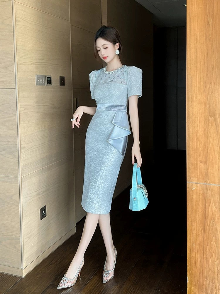 Xiaoxiangfeng dress women's summer 2024 new model slim waist high-end design niche temperament long skirt