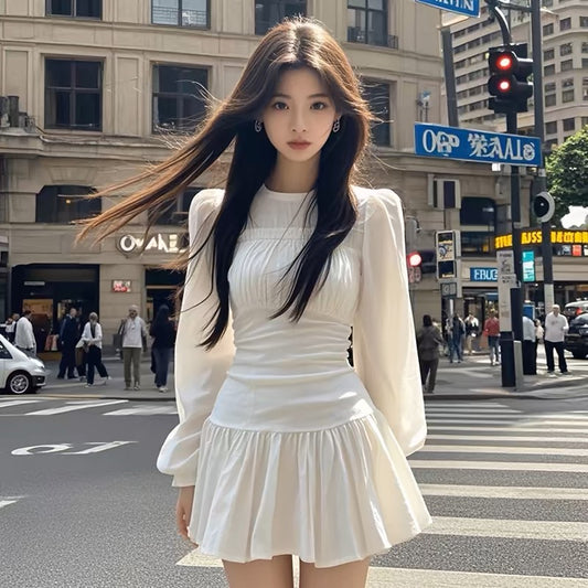 Coco KEKE 2024 Early Autumn New Puff Sleeve Waist Slimming Dress