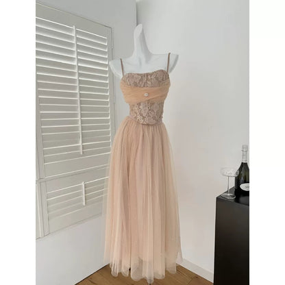Miyou homemade spring outfit suit for women 2025 new lace suspender top mesh skirt two-piece suit