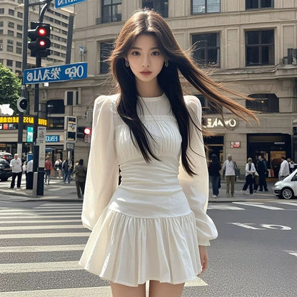 Coco KEKE 2024 Early Autumn New Puff Sleeve Waist Slimming Dress