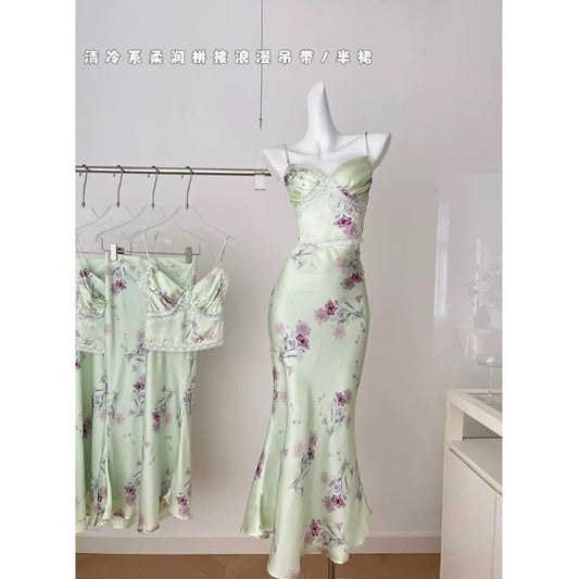 Miyou homemade 2025 limited edition [Qingyan Girl] Cool series soft splicing romantic lace sling/skirt