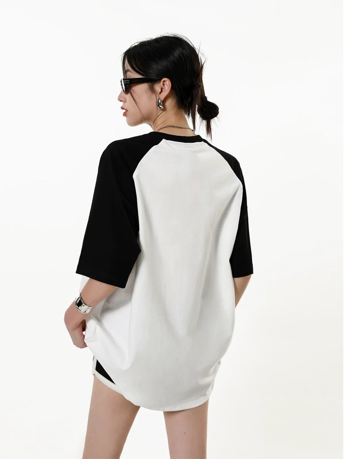 ICH MODE 230G Raglan Sleeve Design Round Neck Short Sleeve Women's Slim American Retro Loose Casual T-Shirt for Women