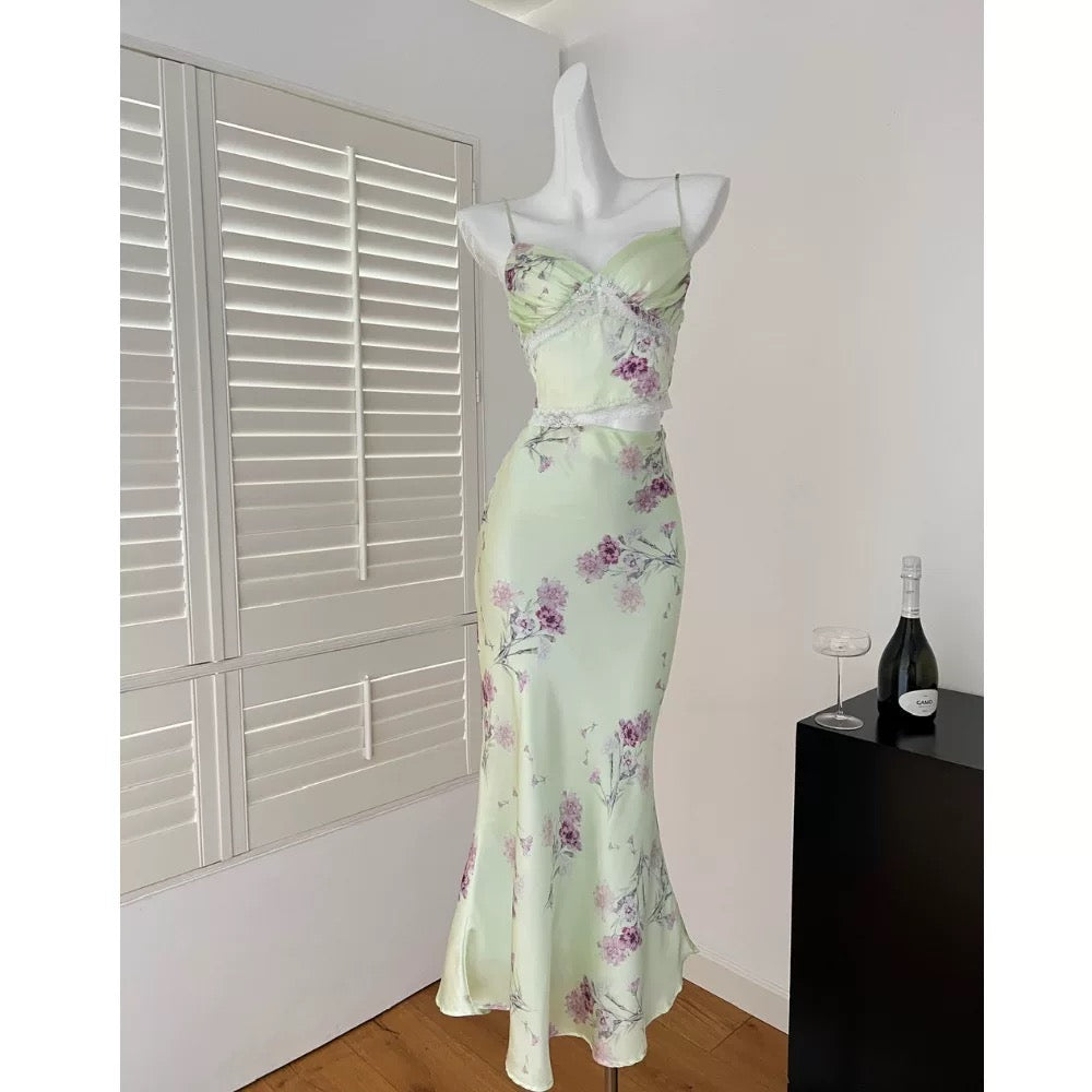 Miyou homemade 2025 limited edition [Qingyan Girl] Cool series soft splicing romantic lace sling/skirt