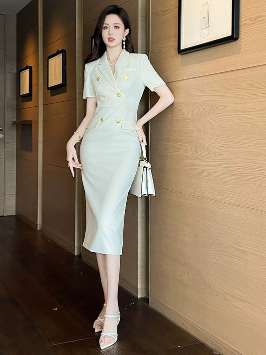 European Station Suit Dress Women's Summer 2024 New Professional Commuting High-level Slim Fit Hip Skirt