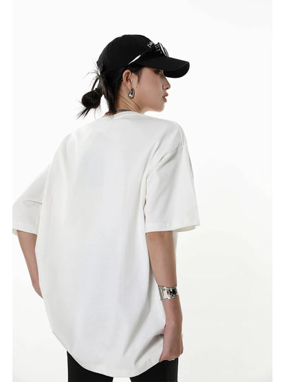 ICH MODE American retro letter printed white short-sleeved T-shirt for women summer new loose half-sleeved top