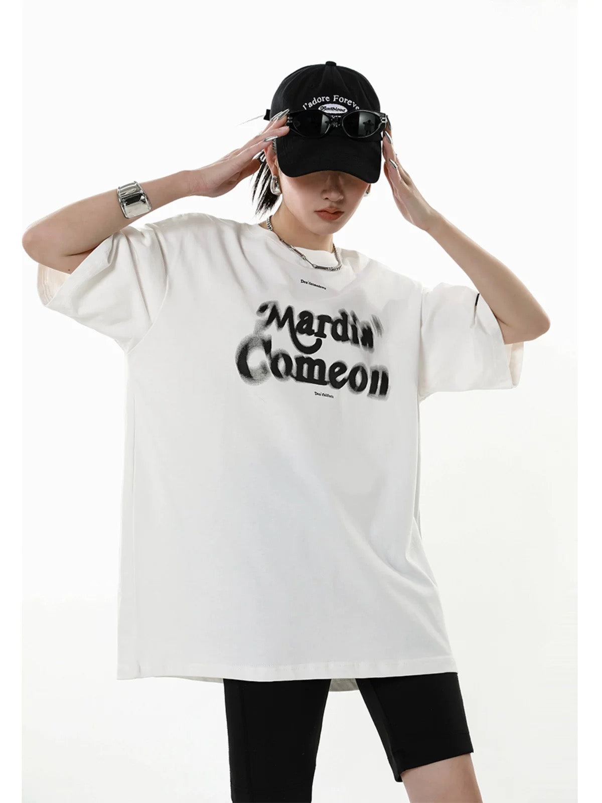 ICH MODE American retro letter printed white short-sleeved T-shirt for women summer new loose half-sleeved top