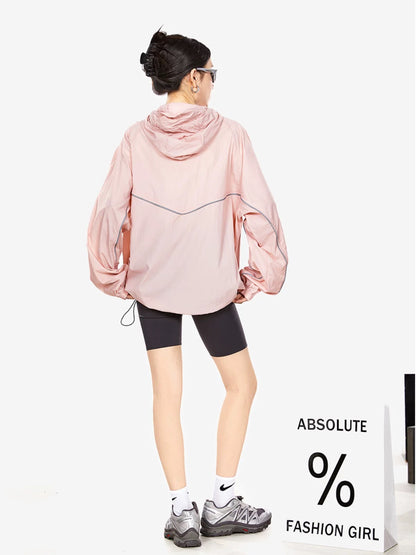 ICH MODE breathable and light upf50+ anti-UV jacket outdoor hooded solid color versatile sun protection clothing for women trendy