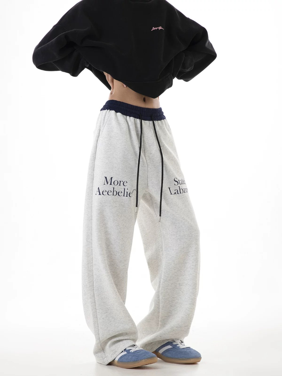 ICH MODE American retro straight-leg sweatpants sweatpants women's loose spring and autumn wide-leg casual pants bf lazy style