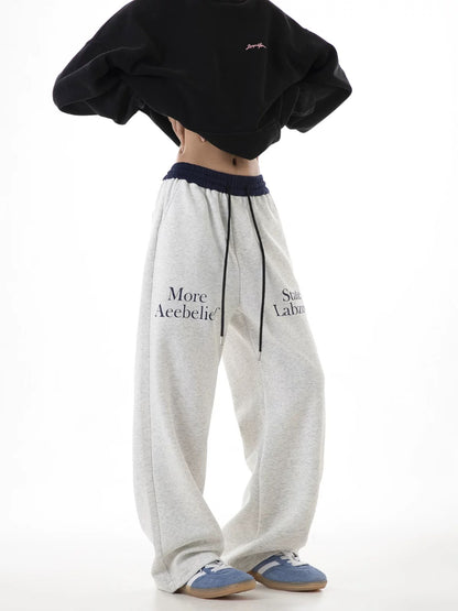 ICH MODE American retro straight-leg sweatpants sweatpants women's loose spring and autumn wide-leg casual pants bf lazy style
