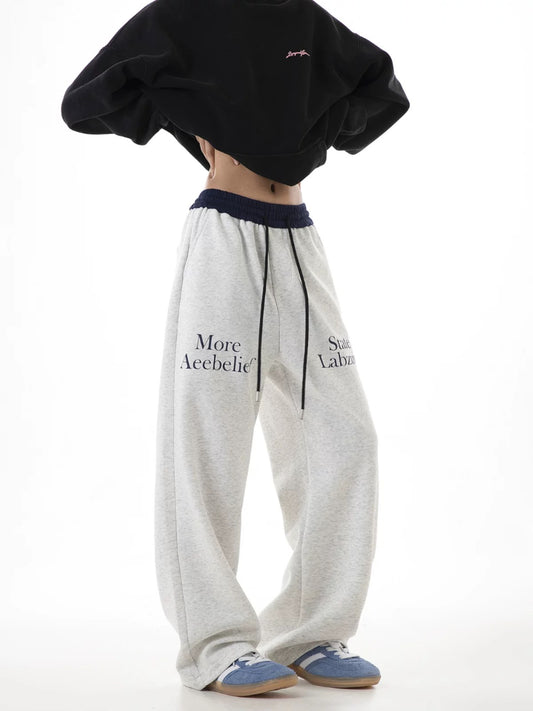 ICH MODE American retro straight-leg sweatpants sweatpants women's loose spring and autumn wide-leg casual pants bf lazy style