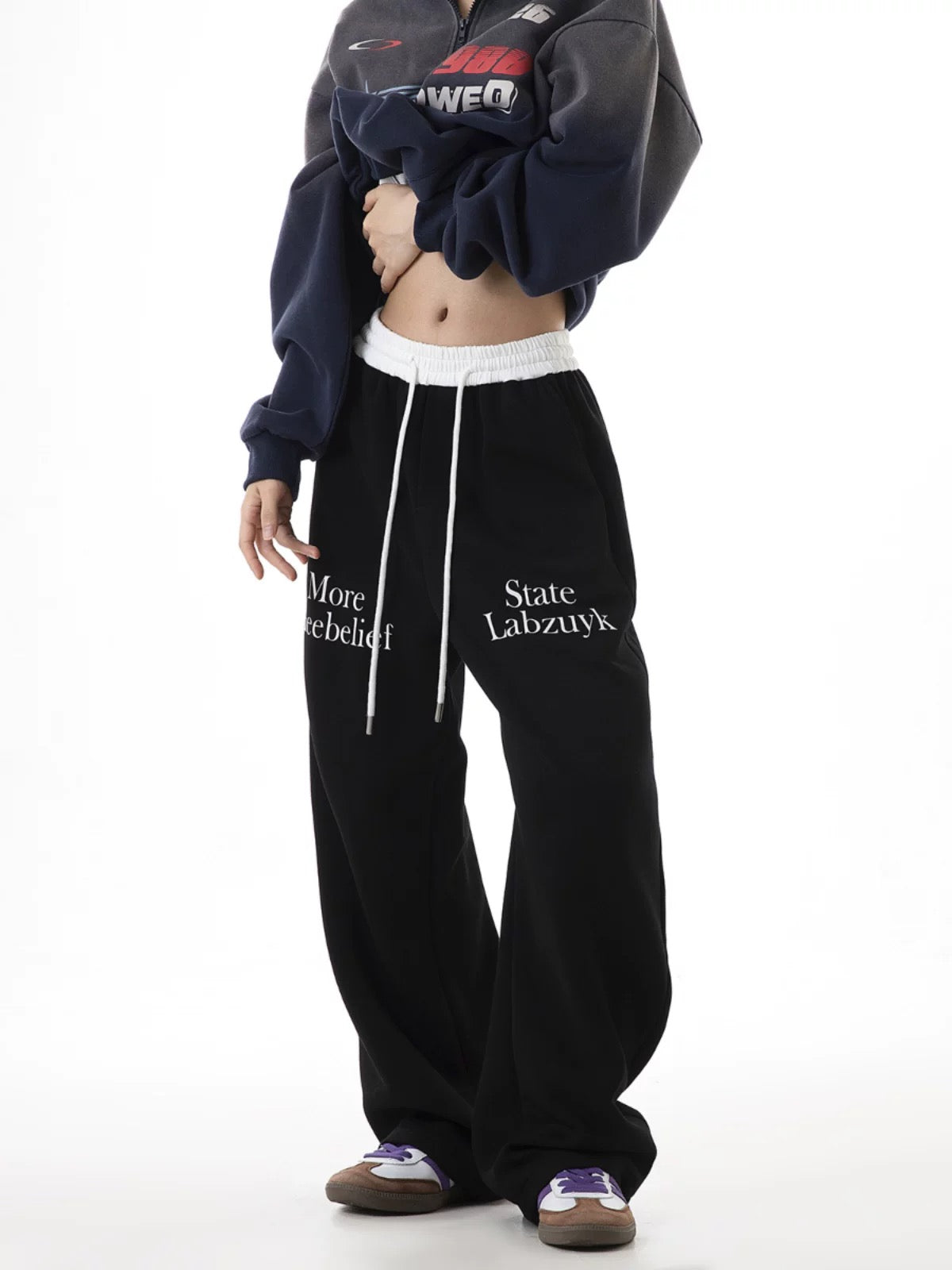 ICH MODE American retro straight-leg sweatpants sweatpants women's loose spring and autumn wide-leg casual pants bf lazy style