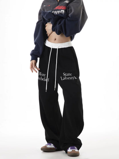 ICH MODE American retro straight-leg sweatpants sweatpants women's loose spring and autumn wide-leg casual pants bf lazy style