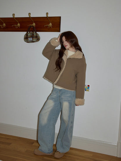 Chaochao's Blue Distressed Denim Jeans for Women, Spring 2026, High-Waisted, Loose Fit, Casual, Straight Leg Wide-Leg Pants